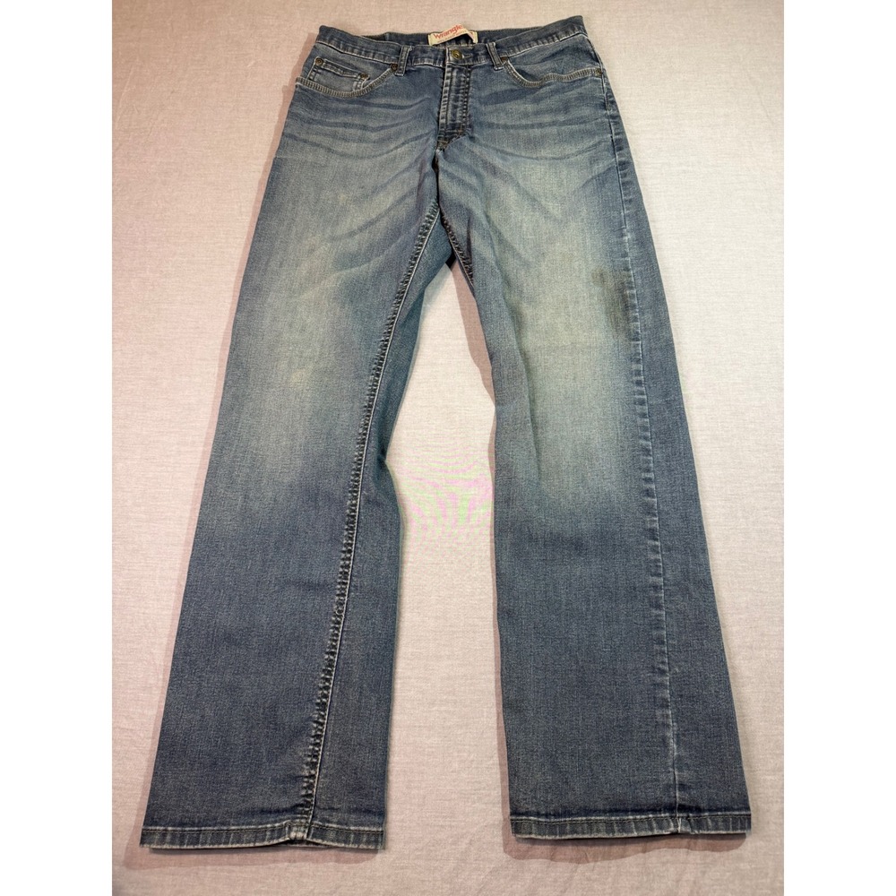 Wrangler Relaxed Boot Jeans Womens 32x32 Blue Excellent Stretch Flex Denim - Picture 2 of 10